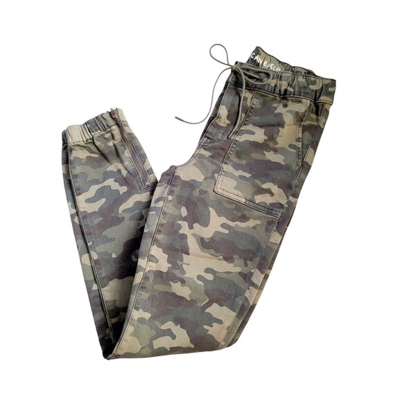 American Eagle Camo Jogger Pants Wmns Sz 2 w/ Drawstring Waist, Zip Ankles Trend - Picture 1 of 12